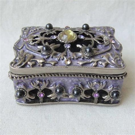 enamel metal crystals trinket box|trinket box with trinkets inside.